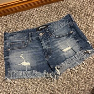 Express Distressed Denim Jean Shorts